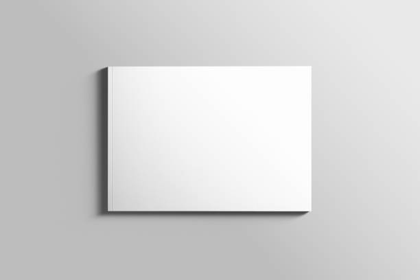 istock Blank A4 photorealistic landscape brochure mockup on light grey background. 852152194
