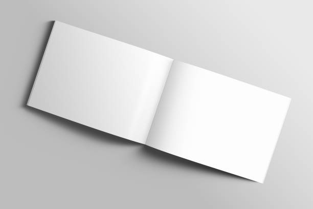 istock Blank A4 photorealistic landscape brochure mockup on light grey background. 852156272