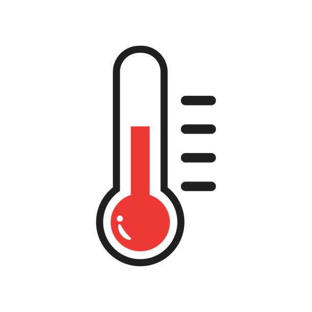 thermometer icon, hot temperature, vector thermometer icon, hot temperature, vector thermometer stock illustrations