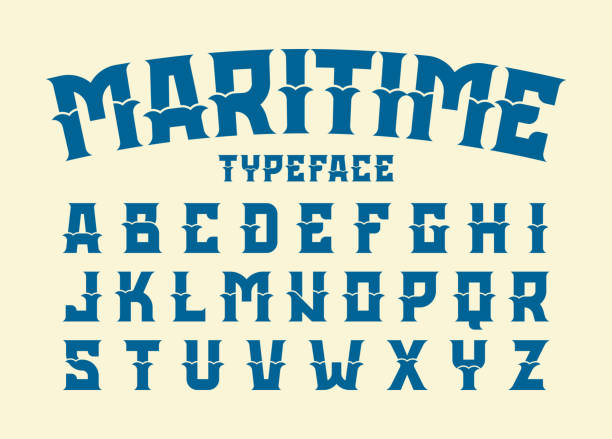 Maritime style typeface vector illustration