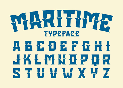 Maritime style typeface vector illustration