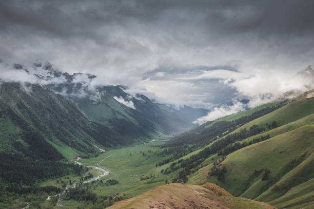 istock Beautiful landscape with meadow valley and clouds 852166026