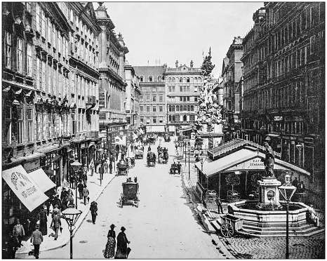 Antique photograph of World's famous sites: The Graben, Vienna, Austria