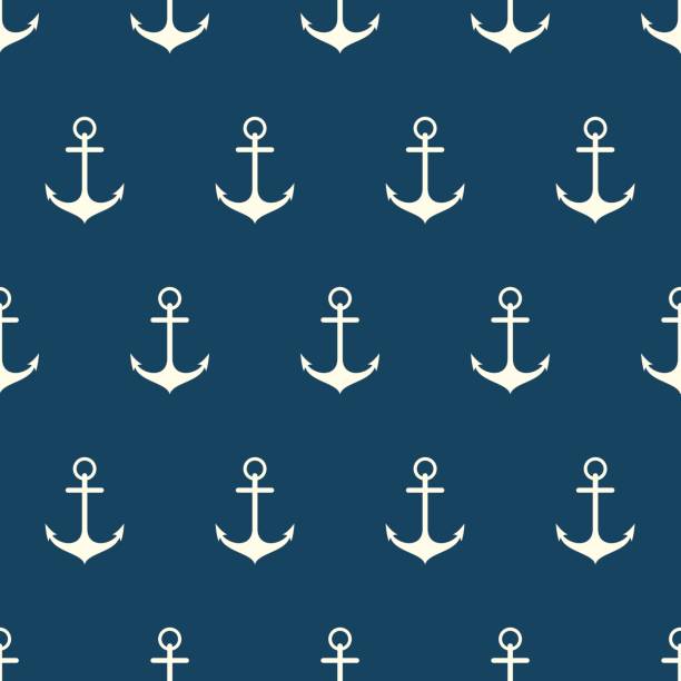 앵커와 항해 원활한 패턴 - color image colored background nautical vessel sea stock illustrations