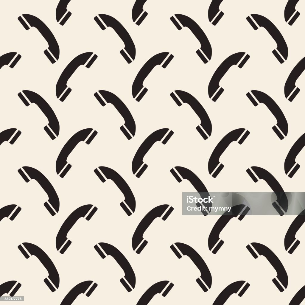 Phone Rest Pattern Seamless Monochrome Retro Phone Pattern Background Stock Illustration ...