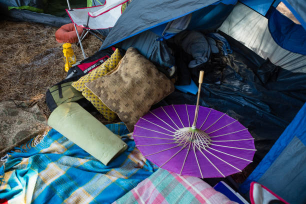 istock Camping equipments in the park 852178964