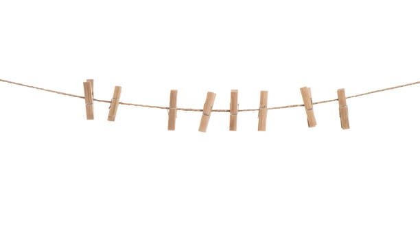 istock Clothes line with pegs isolated white background 852187746
