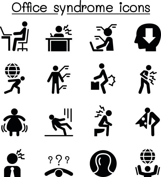 Office syndrome icons Office syndrome icons faint stock illustrations