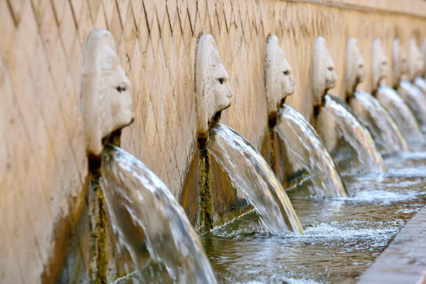 istock Old venetian fountain with lion heads 852199992