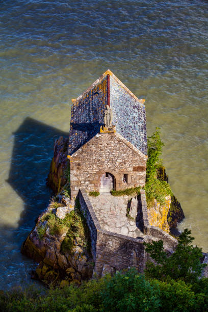 rocky island where stands the abbey of Mont-Saint-Michel in Normandy