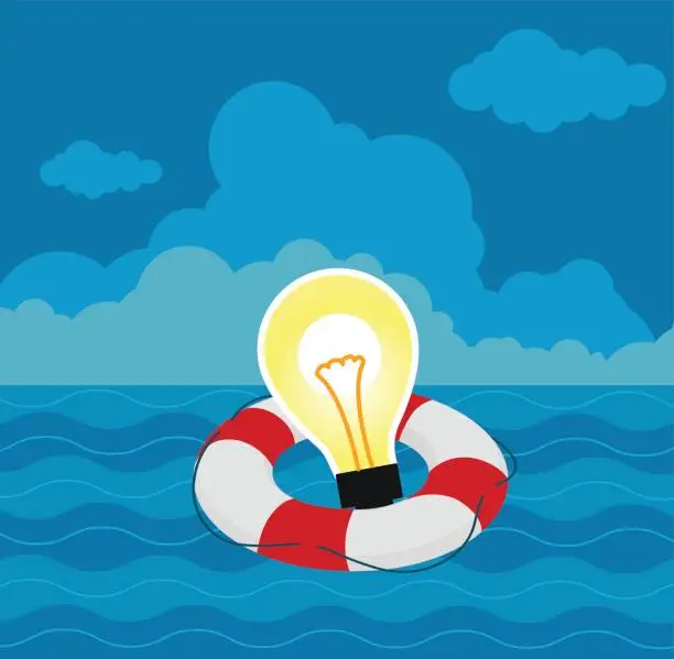 Vector illustration of Idea Bulb On Lifebuoy