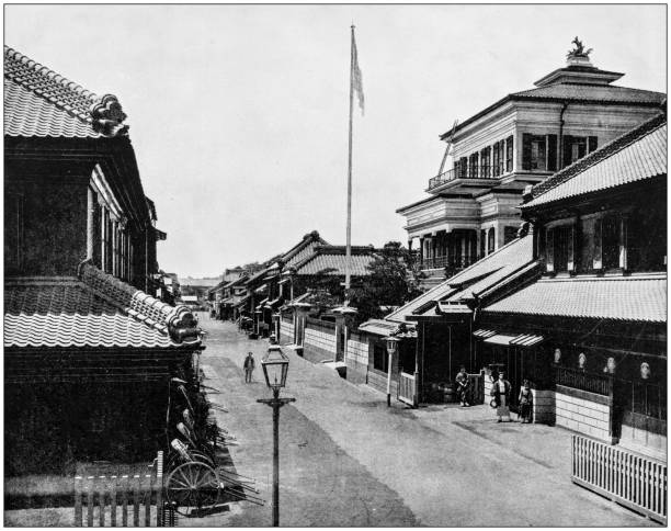 Antique photograph of World's famous sites: Tokyo, Japan Antique photograph of World's famous sites: Tokyo, Japan tokyo japan photos stock illustrations