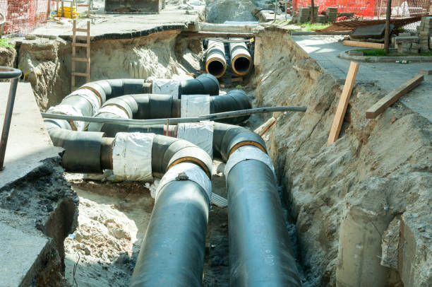 istock Reconstruction and replacement of underground district heating system in the city with new pipes 852217514