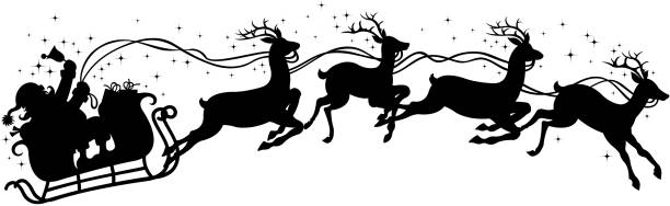 санта клаус подарок на санях - sleigh stock illustrations