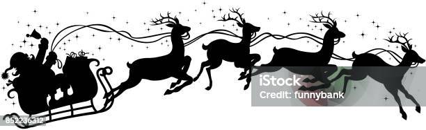 Santa Claus Gift On Sleigh Stock Illustration - Download Image Now - Santa Claus, Animal Sleigh, Reindeer