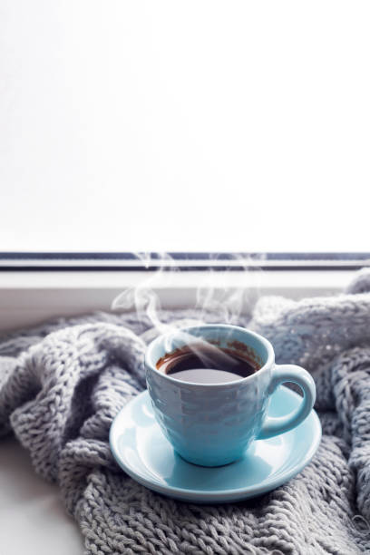 istock cozy soft gray blanket with a cup of coffee 852237108