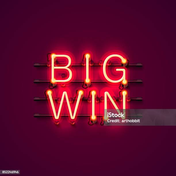 Neon Casino Gewinn Schild Stock Vektor Art und mehr Bilder von Gewinnen - Gewinnen, Groß, Auszeichnung