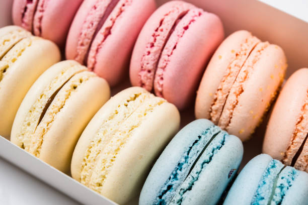 istock Colorful assorted macaroon cookies in a gift box 852247320