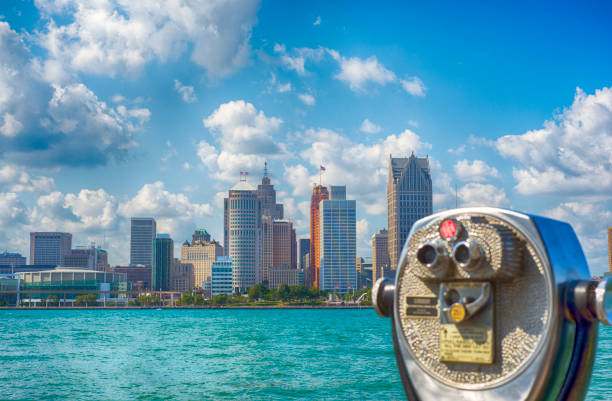 istock Binoculars overseeing Detroit city skyline 852267950