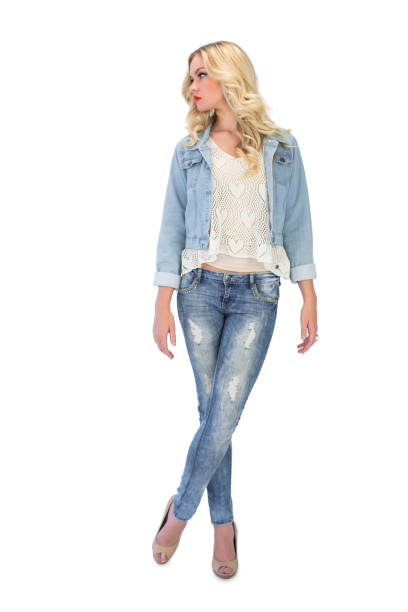 istock Thoughtful casual blonde wearing denim clothes posing 852268386
