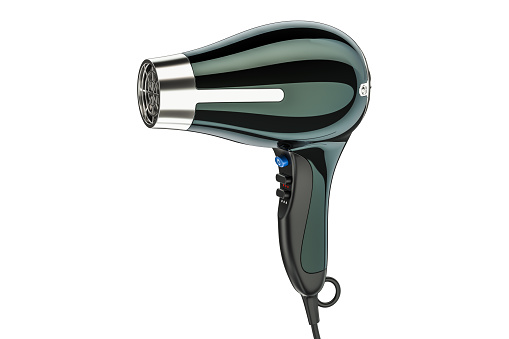 Black Hair Dryer 3d Rendering Isolated On White Background Stock Photo -  Download Image Now - iStock