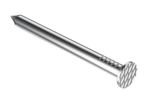 istock metal nail closeup, 3D rendering isolated on white background 852275640