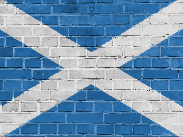 istock Scotland Politics Concept: Scottish Flag Wall Background Texture 852275918