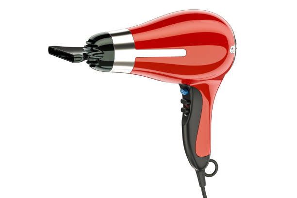 istock Red hair dryer with nozzle, 3D rendering isolated on white background 852275934