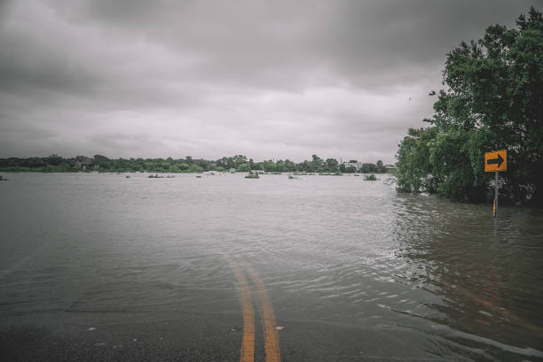 Flooded streets in Houston Texas stock photo