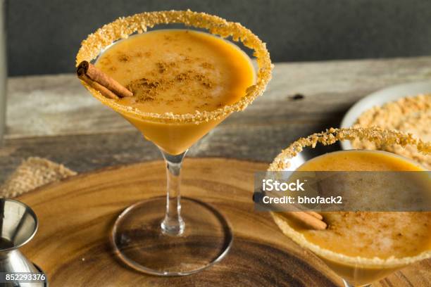 Sweet Homemade Pumpkin Vodka Martini Stock Photo - Download Image Now - Pumpkin, Martini, Cocktail