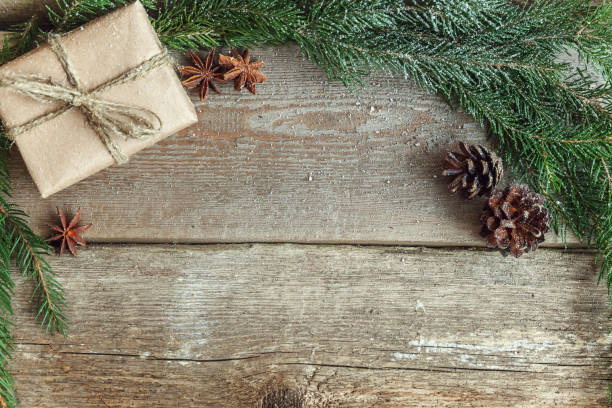 istock Christmas decorations on a wooden background 852300998