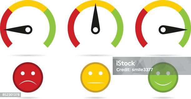 Ilustración de Sistema De Medición Velocímetro Con Emociones Fácil Normal Difícil y más Vectores Libres de Derechos de Actuación - Representación