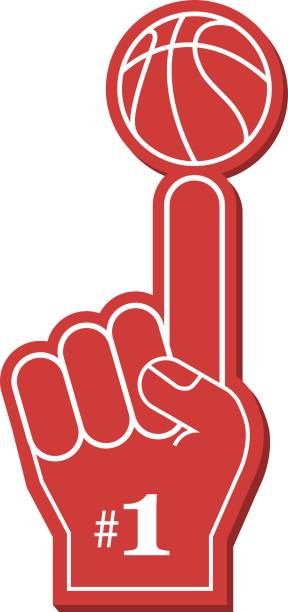 istock Basketball fan, Number 1 fan. Red foam finger, vector illustration 852312986