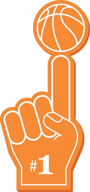 istock Basketball fan, Number 1 fan. Red foam finger, vector illustration 852313000