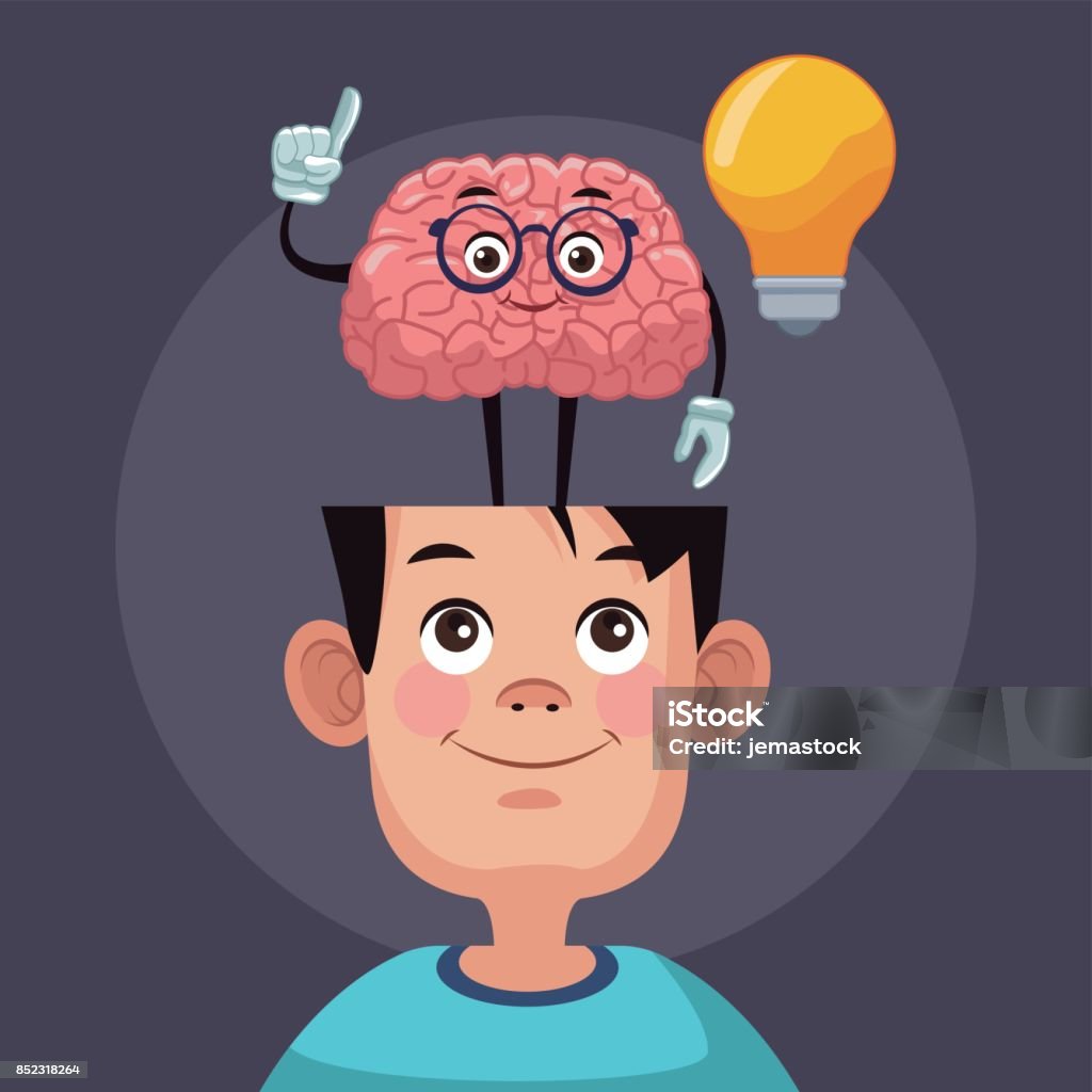 Phim Hoạt Hình Não Dễ Thương Trong Đầu Trẻ Em Hình minh họa Sẵn có ...