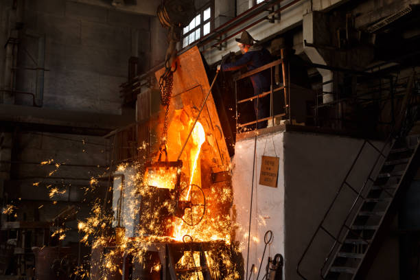 istock Metallurgical plant, hot metal casting 852343798