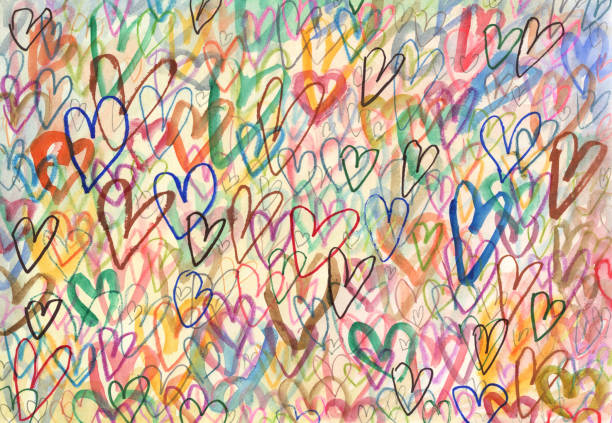 ilustraciones, imágenes clip art, dibujos animados e iconos de stock de doodle de corazones fondo arty - día de san valentín festivo ilustraciones