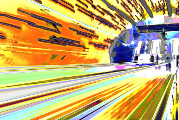 istock Blurred backround of moving futuristic escalator. Abstract 852397740