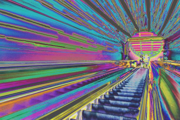 istock Blurred backround of moving futuristic escalator. Abstract 852399956