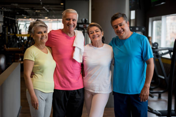 istock Happy group of active seniors at the gym 852401288
