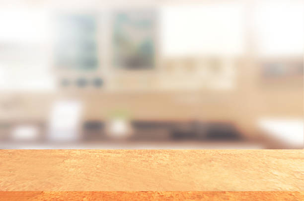 istock Empty wooden table and blurred kitchen background.can be used for montage or display your products. 852407954