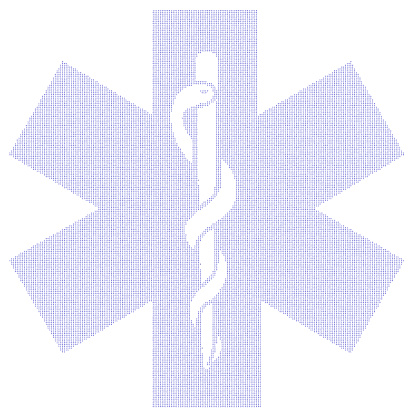 A blue Star of Life (Emergeny Medical) symbol made up of ones and zeros.