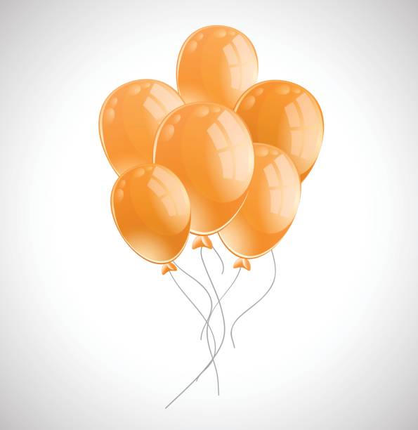 istock Bunch of orange balloons on white background 852426060