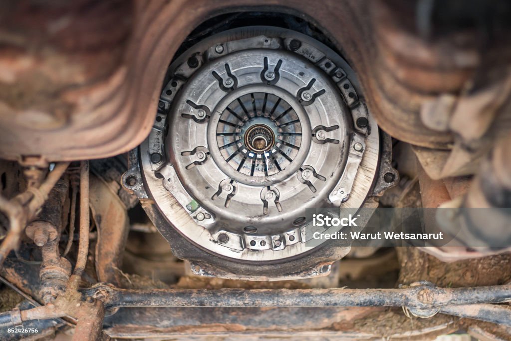 Clutch plate on engine works in my garage Arts Culture and Entertainment Stock Photo