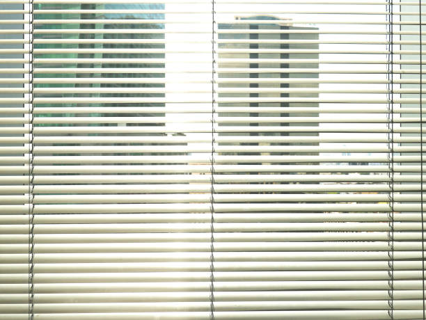 window grey metallic jalusie sunblinds - sunblinds imagens e fotografias de stock