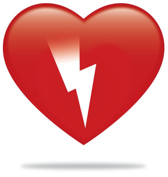 сердце молния болт с тенью - pain heart attack heart shape healthcare and medicine stock illustrations