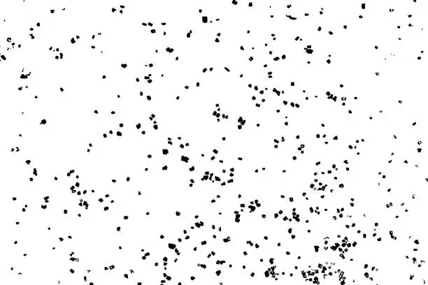 Vector illustration of Black grainy textured and isolated on white background glitter and sprinkles. Distress overlay of sugar and salt. Grunge design elements. Vector.
