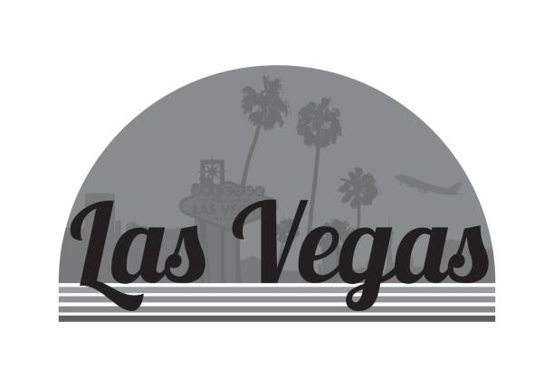 Las Vegas A vector illustration graphic sticker for Las Vegas with palm trees, the Las Vegas skyline, and the welcome to the fabulous Las Vegas sign. Vegas Sign stock illustrations