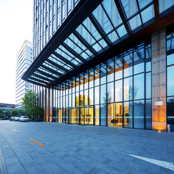 istock modern buildings with glass door 852443118