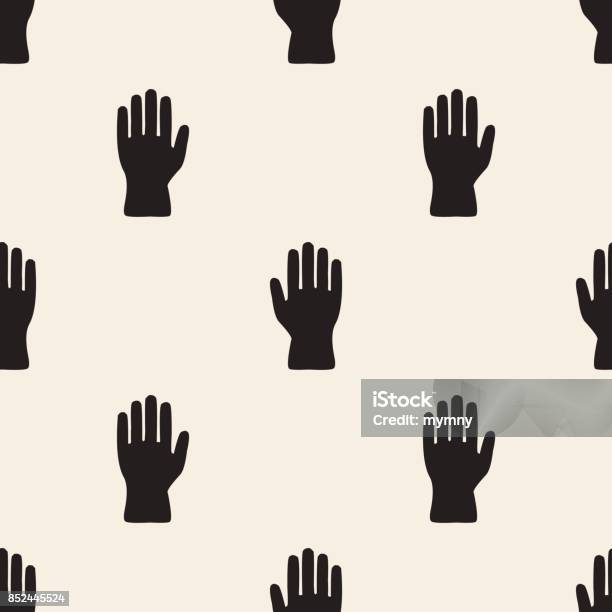 Left Hand Pattern Background Seamless Monochrome Flat Hand Pattern Background Stock Illustration ...